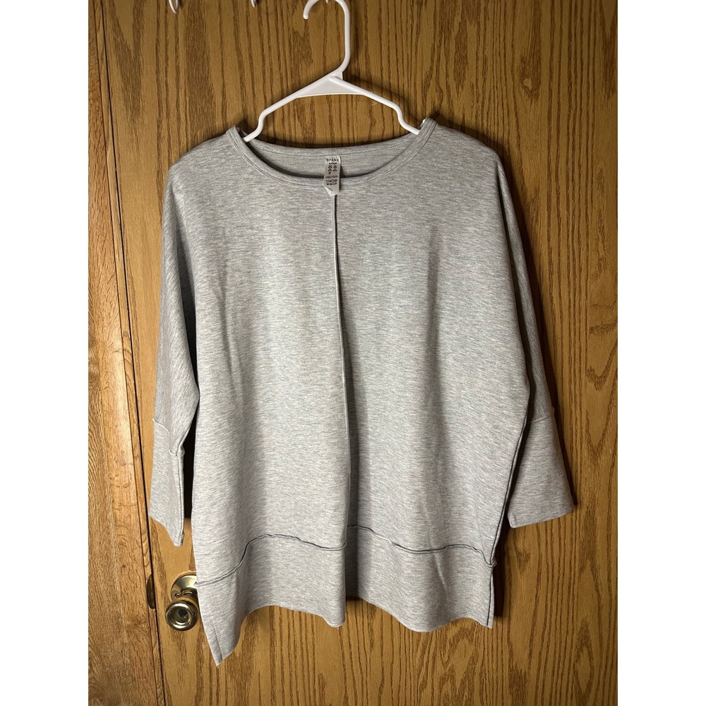 Spanx AirEssentials 3/4 Sleeve Tunic Light Grey Heather Oversized Sweatshirt S